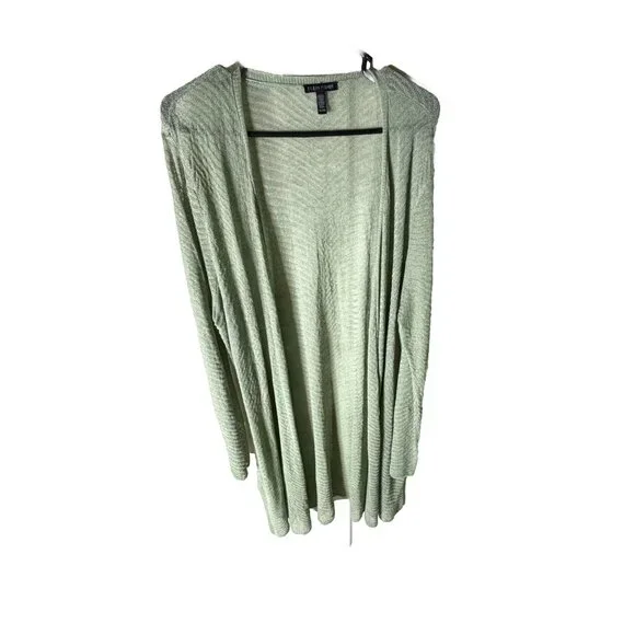 Eileen Fisher Sage Green Hemp Open Front Long Waisted Cardigan XL NEW! - Picture 2 of 6